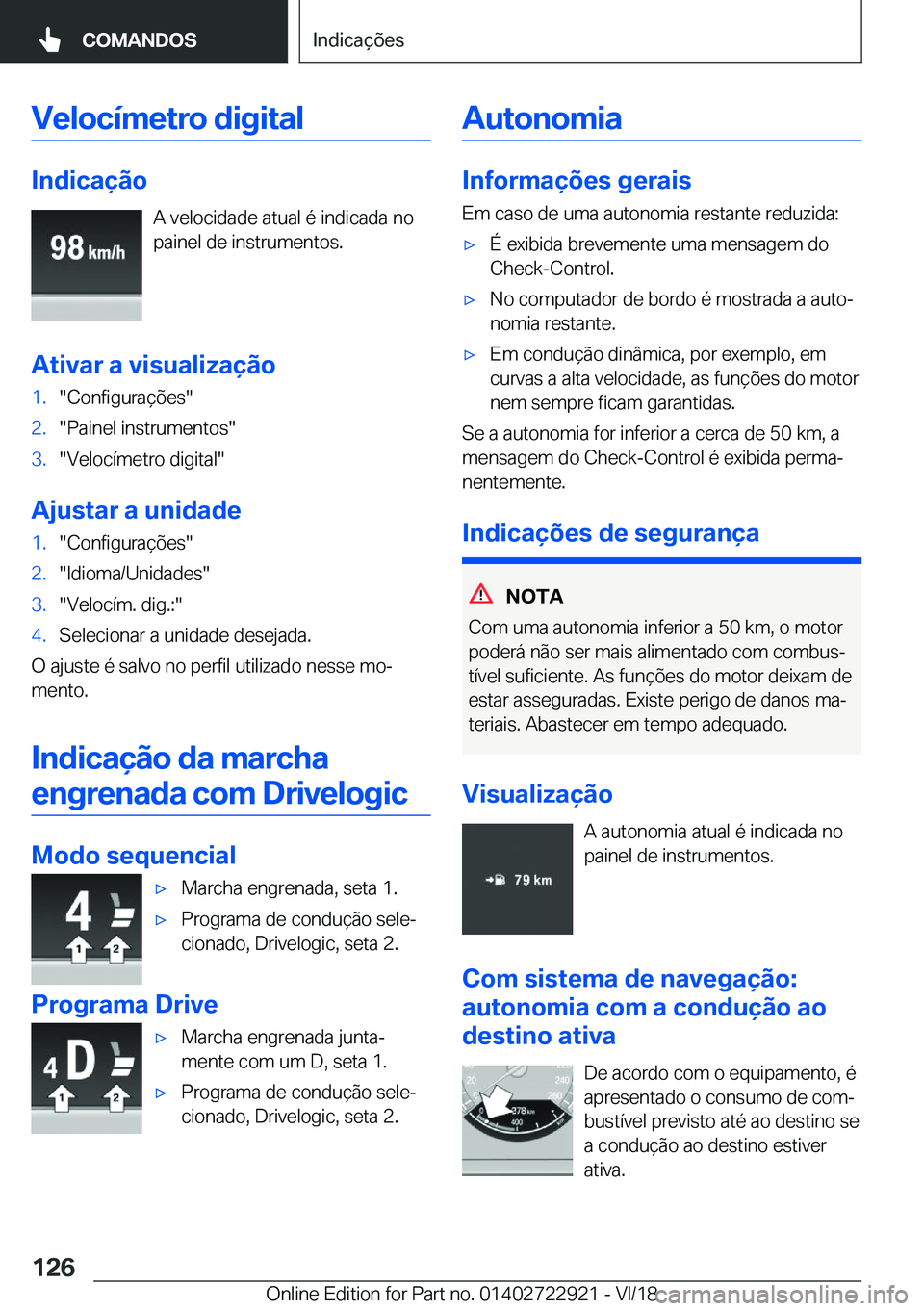 BMW X6 M 2019  Manual do condutor (in Portuguese) �V�e�l�o�c�