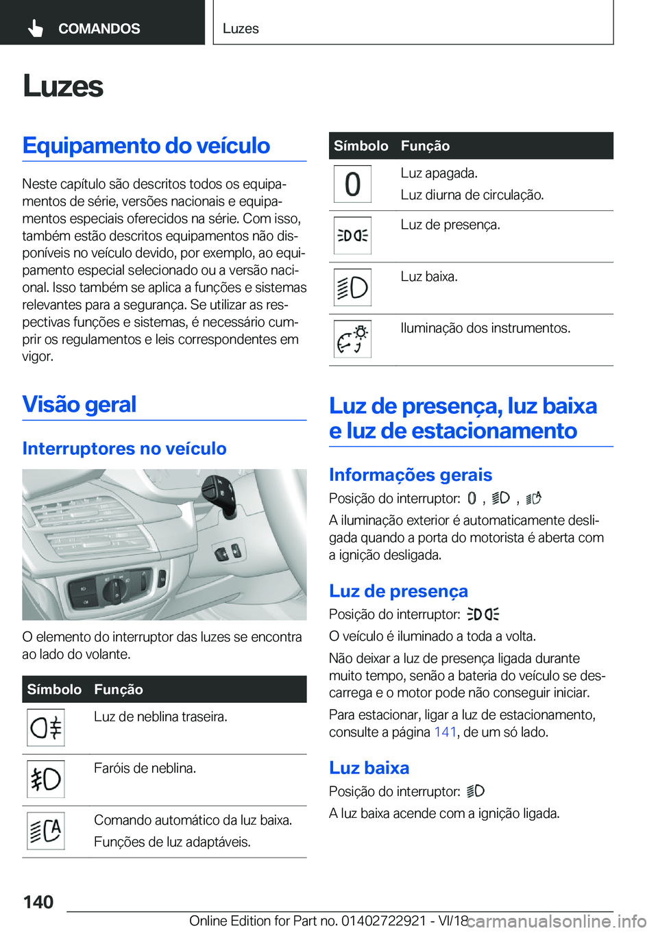 BMW X6 M 2019  Manual do condutor (in Portuguese) �L�u�z�e�s�E�q�u�i�p�a�m�e�n�t�o��d�o��v�e�