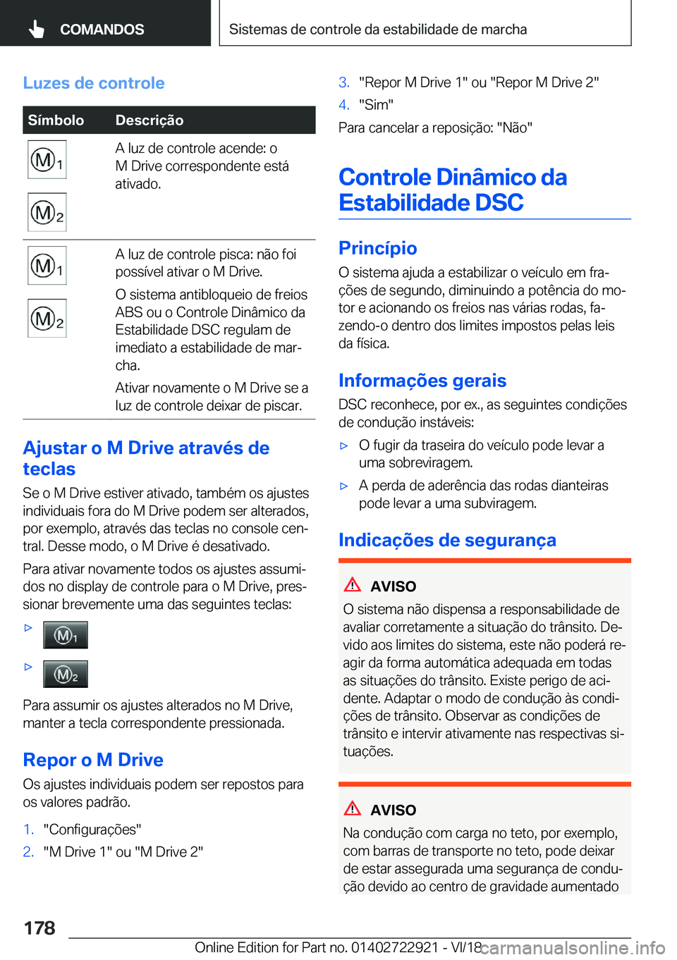 BMW X6 M 2019  Manual do condutor (in Portuguese) �L�u�z�e�s��d�e��c�o�n�t�r�o�l�e�S�