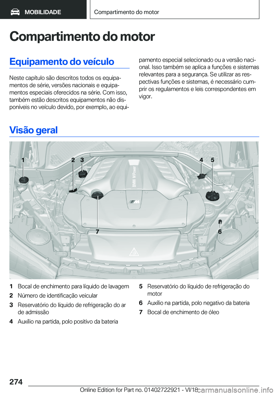 BMW X6 M 2019  Manual do condutor (in Portuguese) �C�o�m�p�a�r�t�i�m�e�n�t�o��d�o��m�o�t�o�r�E�q�u�i�p�a�m�e�n�t�o��d�o��v�e�