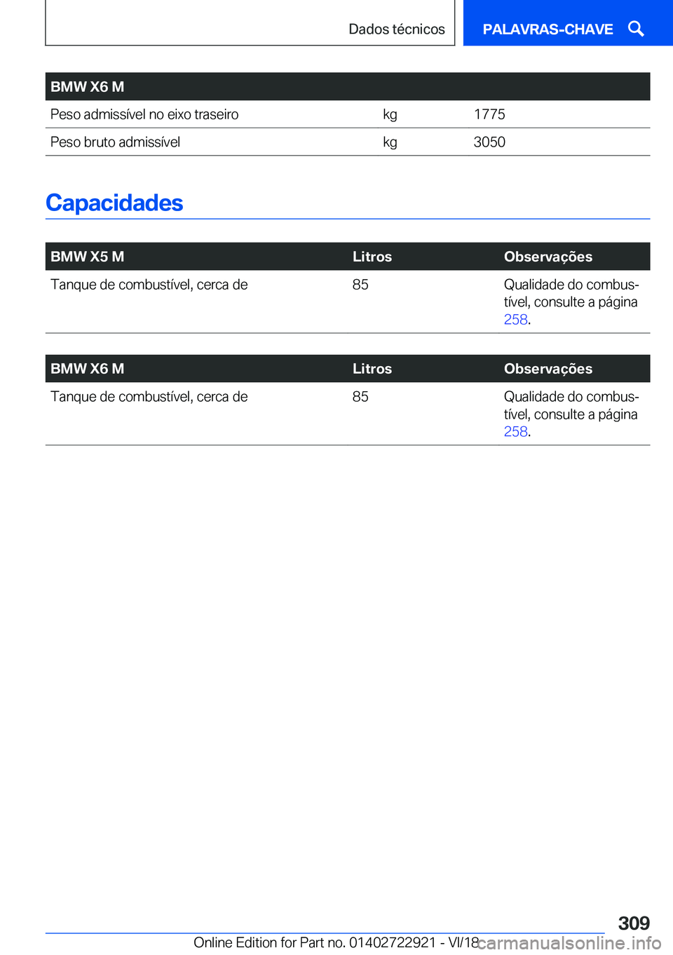 BMW X6 M 2019  Manual do condutor (in Portuguese) �B�M�W��X�6��M�P�e�s�o��a�d�m�i�s�s�