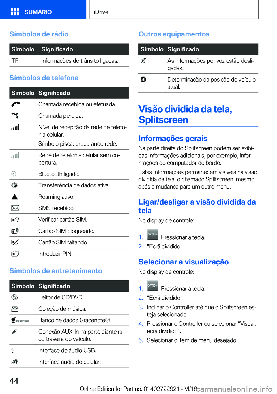 BMW X6 M 2019  Manual do condutor (in Portuguese) �S�
