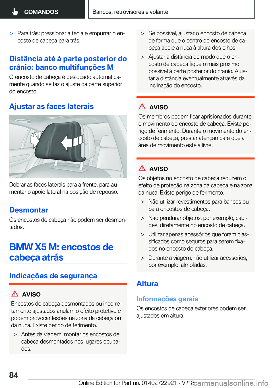 BMW X6 M 2019  Manual do condutor (in Portuguese) 'x�P�a�r�a��t�r�á�s�:��p�r�e�s�s�i�o�n�a�r��a��t�e�c�l�a��e��e�m�p�u�r�r�a�r��o��e�nª
�c�o�s�t�o��d�e��c�a�b�e�