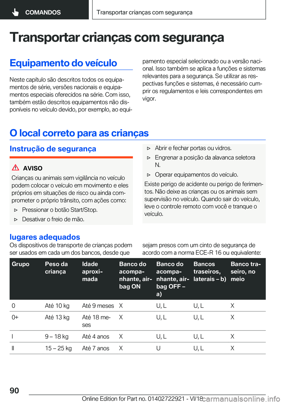 BMW X6 M 2019  Manual do condutor (in Portuguese) �T�r�a�n�s�p�o�r�t�a�r��c�r�i�a�n�