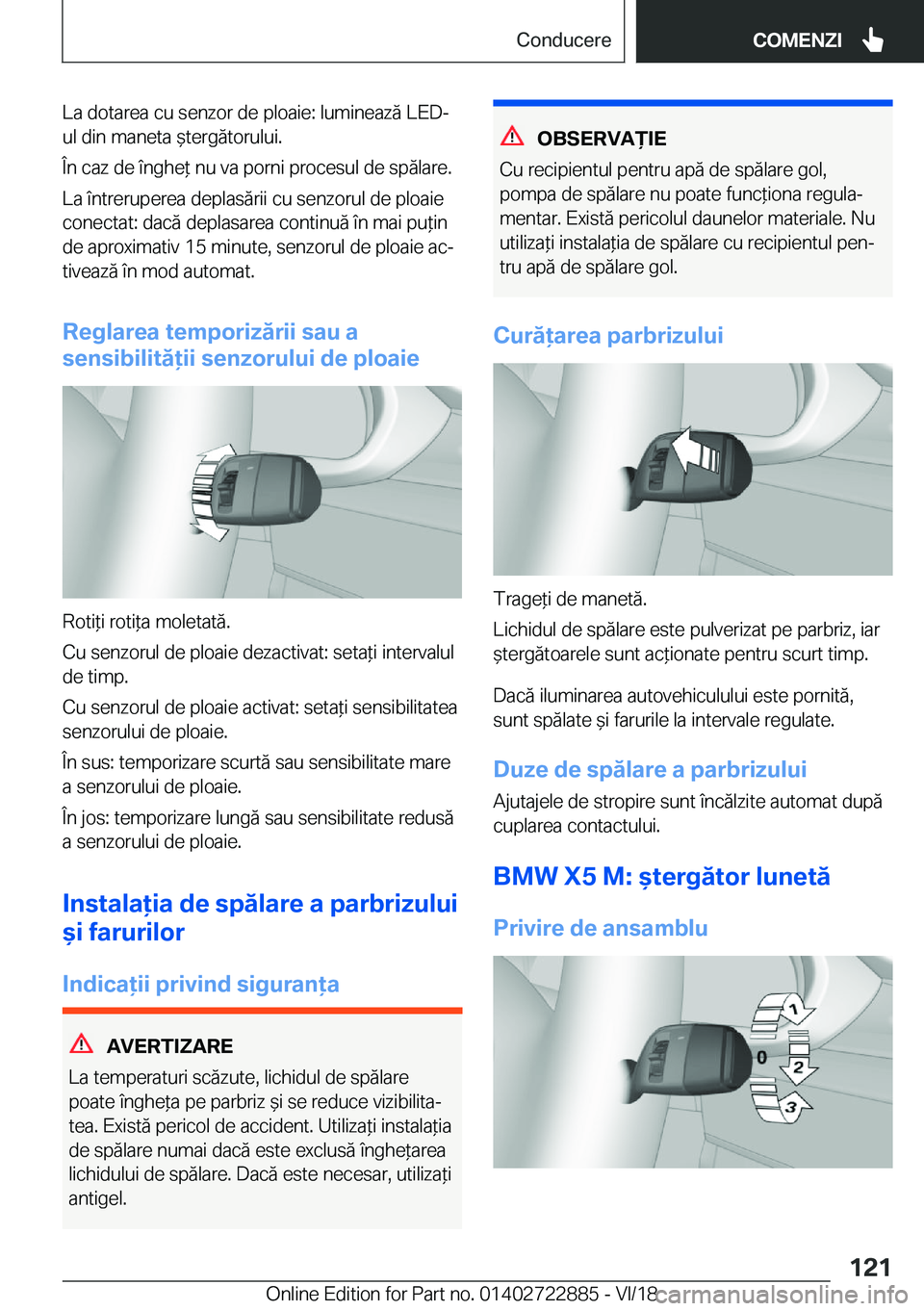 BMW X6 M 2019  Ghiduri De Utilizare (in Romanian) �L�a��d�o�t�a�r�e�a��c�u��s�e�n�z�o�r��d�e��p�l�o�a�i�e�:��l�u�m�i�n�e�a�z�