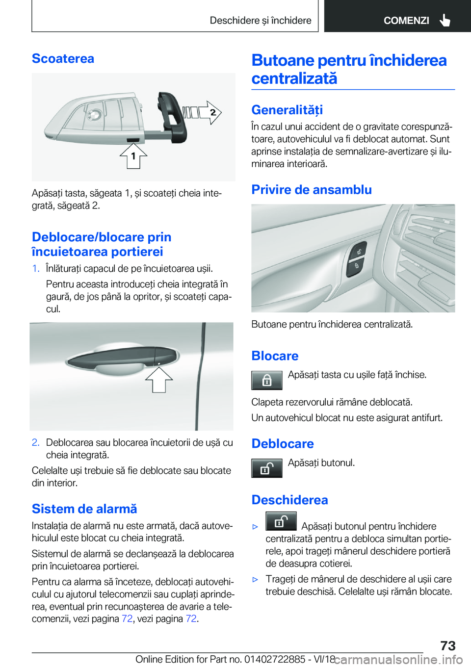 BMW X6 M 2019  Ghiduri De Utilizare (in Romanian) �S�c�o�a�t�e�r�e�a
�A�p�