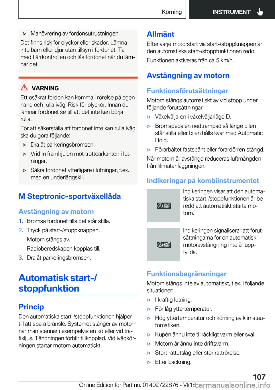 BMW X6 M 2019  InstruktionsbÖcker (in Swedish) 'x�M�a�n�