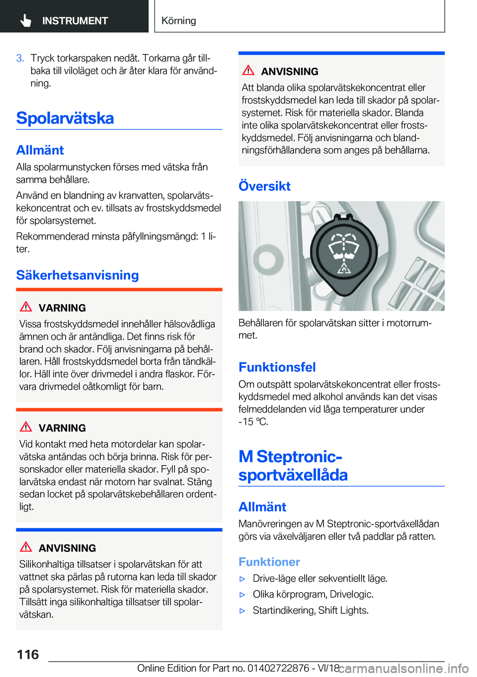 BMW X6 M 2019  InstruktionsbÖcker (in Swedish) �3�.�T�r�y�c�k��t�o�r�k�a�r�s�p�a�k�e�n��n�e�d�å�t�.��T�o�r�k�a�r�n�a��g�å�r��t�i�l�lj
�b�a�k�a��t�i�l�l��v�i�l�o�l�ä�g�e�t��o�c�h��ä�r��å�t�e�r��k�l�a�r�a��f�