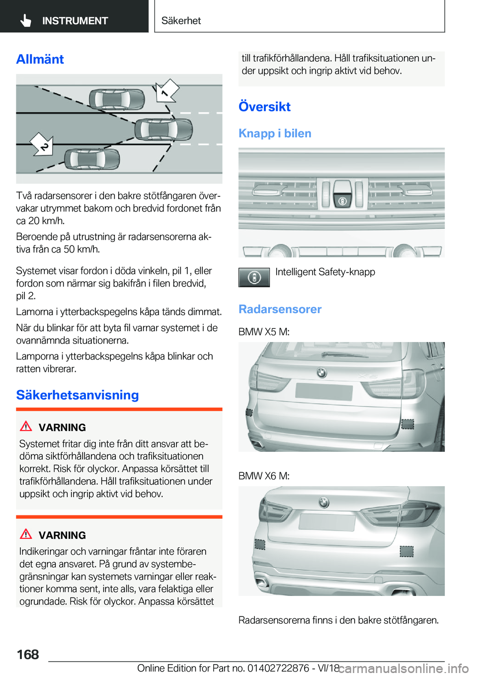 BMW X6 M 2019  InstruktionsbÖcker (in Swedish) �A�l�l�m�ä�n�t
�T�v�å��r�a�d�a�r�s�e�n�s�o�r�e�r��i��d�e�n��b�a�k�r�e��s�t�