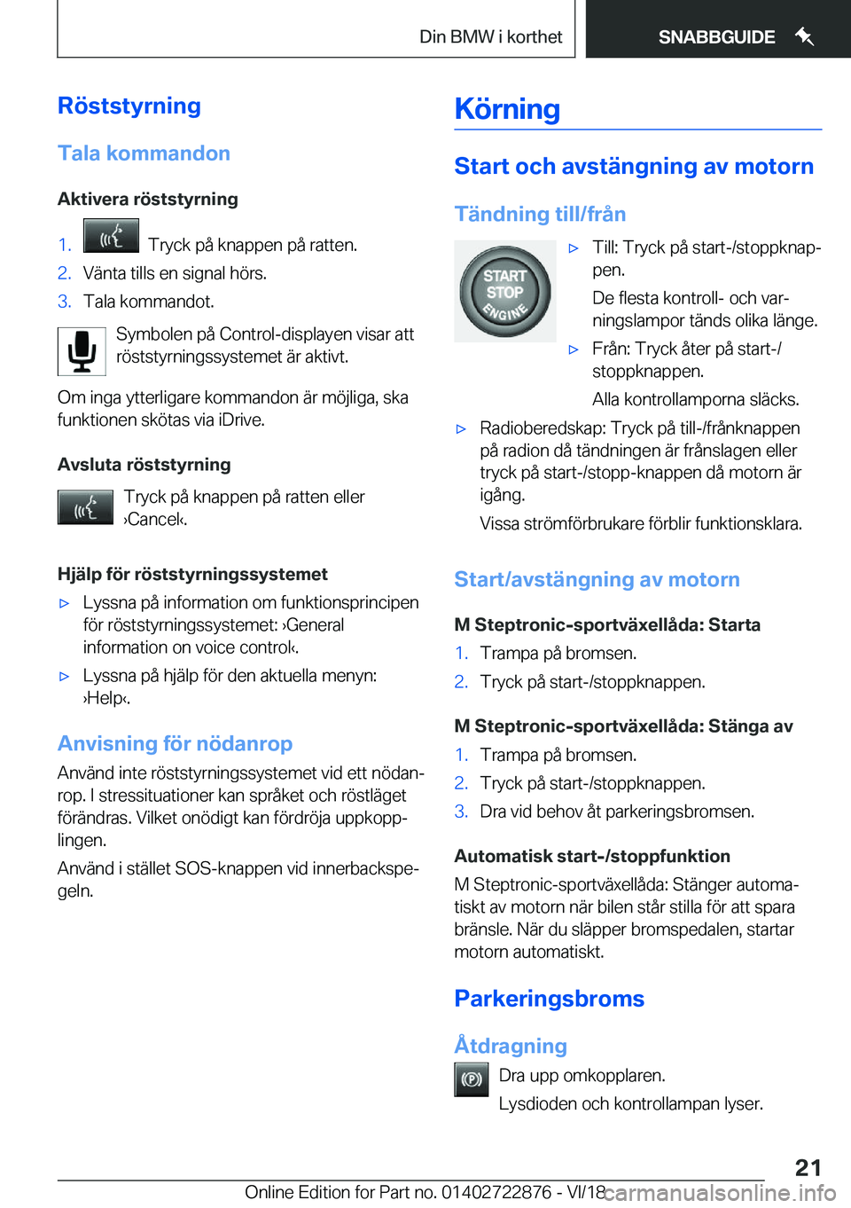 BMW X6 M 2019  InstruktionsbÖcker (in Swedish) �R�