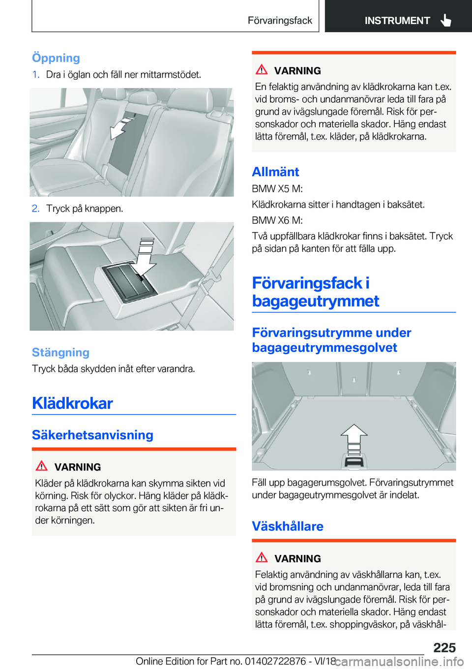 BMW X6 M 2019  InstruktionsbÖcker (in Swedish) �
