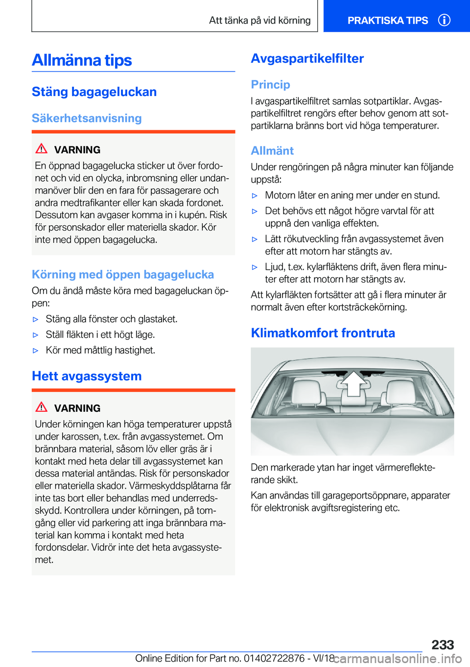 BMW X6 M 2019  InstruktionsbÖcker (in Swedish) �A�l�l�m�ä�n�n�a��t�i�p�s
�S�t�ä�n�g��b�a�g�a�g�e�l�u�c�k�a�n�S�ä�k�e�r�h�e�t�s�a�n�v�i�s�n�i�n�g
�V�A�R�N�I�N�G
�E�n��