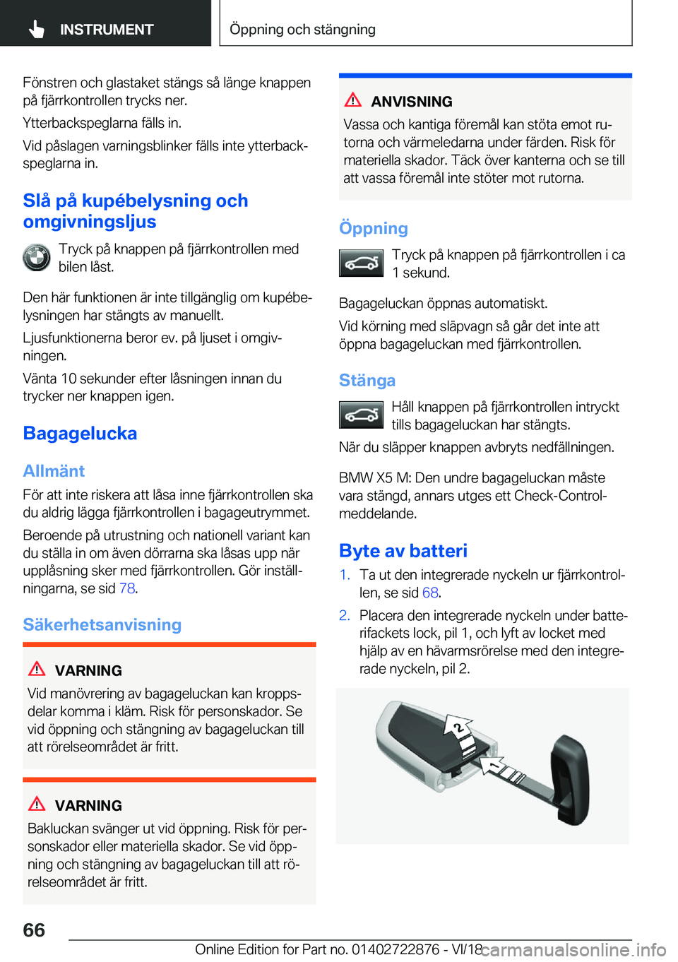 BMW X6 M 2019  InstruktionsbÖcker (in Swedish) �F�