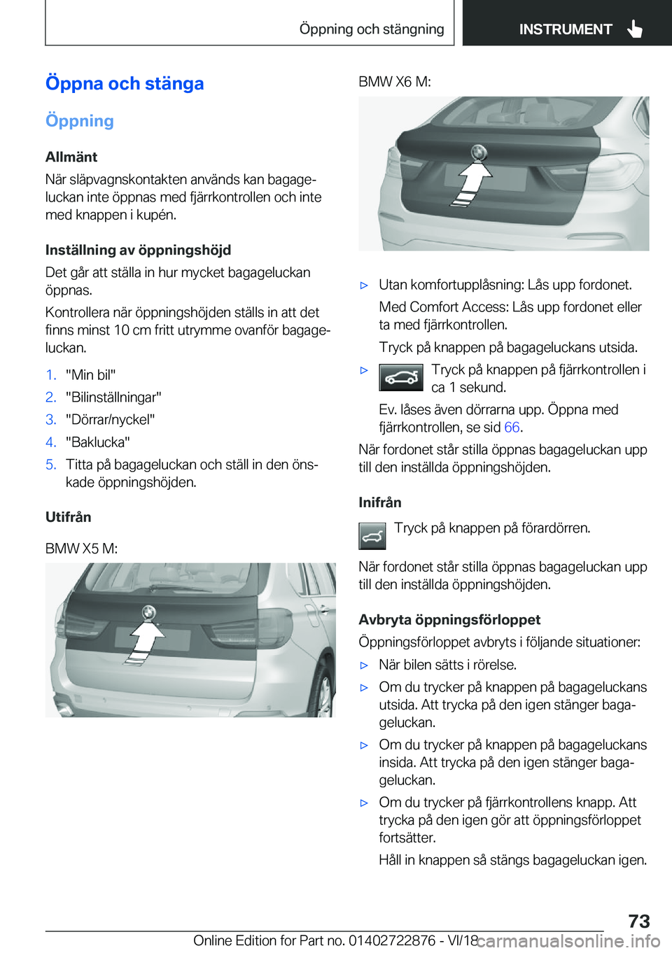 BMW X6 M 2019  InstruktionsbÖcker (in Swedish) �