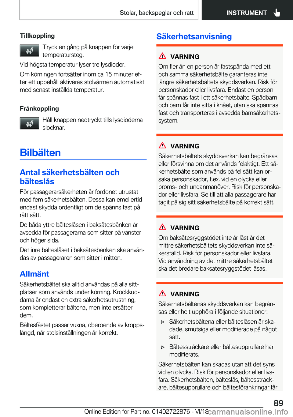 BMW X6 M 2019  InstruktionsbÖcker (in Swedish) �T�i�l�l�k�o�p�p�l�i�n�g�T�r�y�c�k��e�n��g�å�n�g��p�å��k�n�a�p�p�e�n��f�