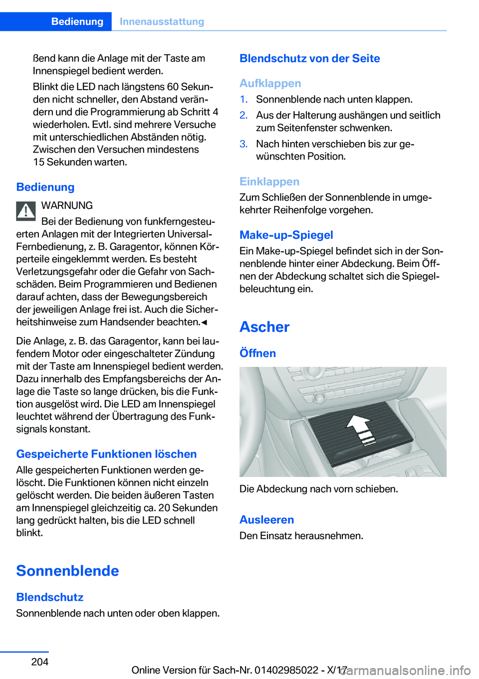 BMW X6 M 2018  Betriebsanleitungen (in German) �