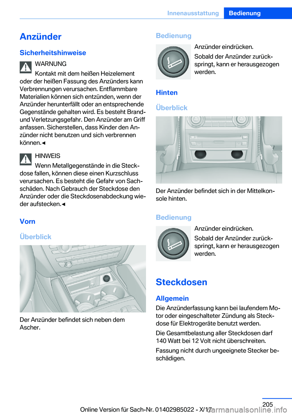 BMW X6 M 2018  Betriebsanleitungen (in German) �A�n�z�