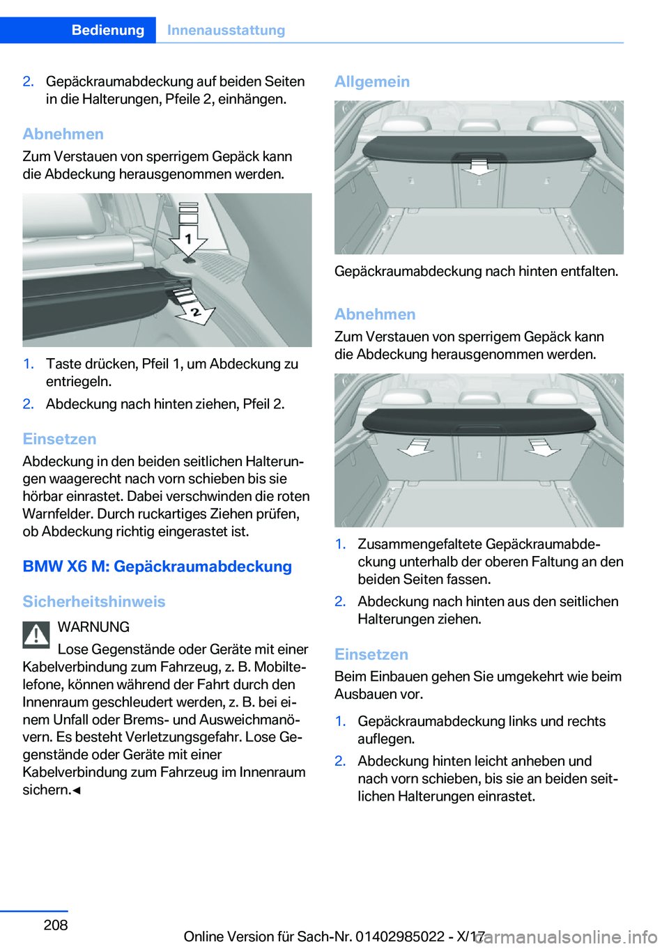 BMW X6 M 2018  Betriebsanleitungen (in German) �2�.�G�e�p�