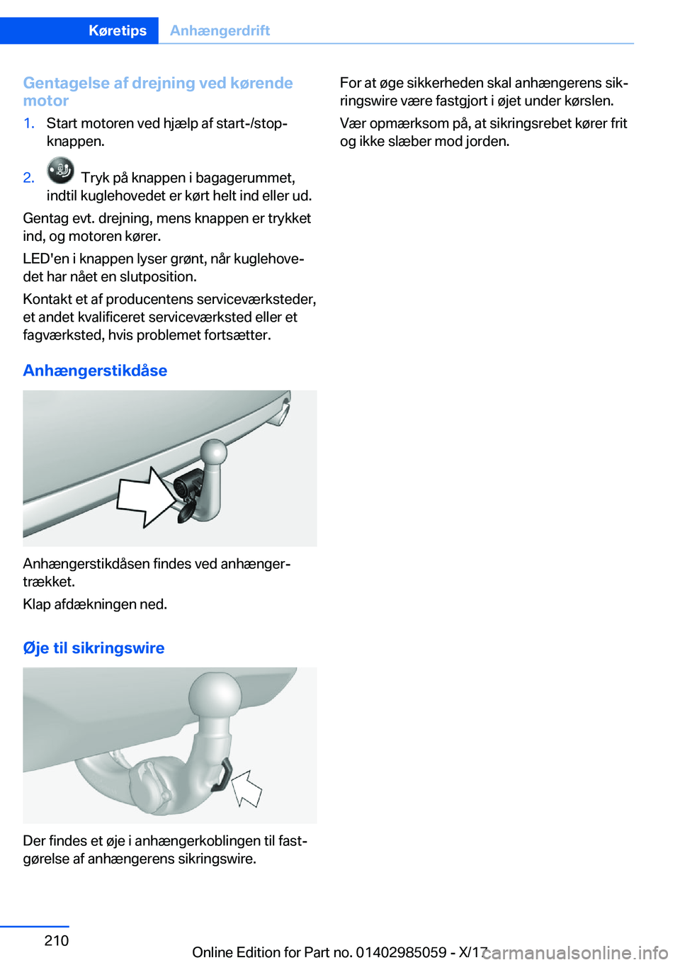 BMW X6 M 2018  InstruktionsbØger (in Danish) �G�e�n�t�a�g�e�l�s�e��a�f��d�r�e�j�n�i�n�g��v�e�d��k�