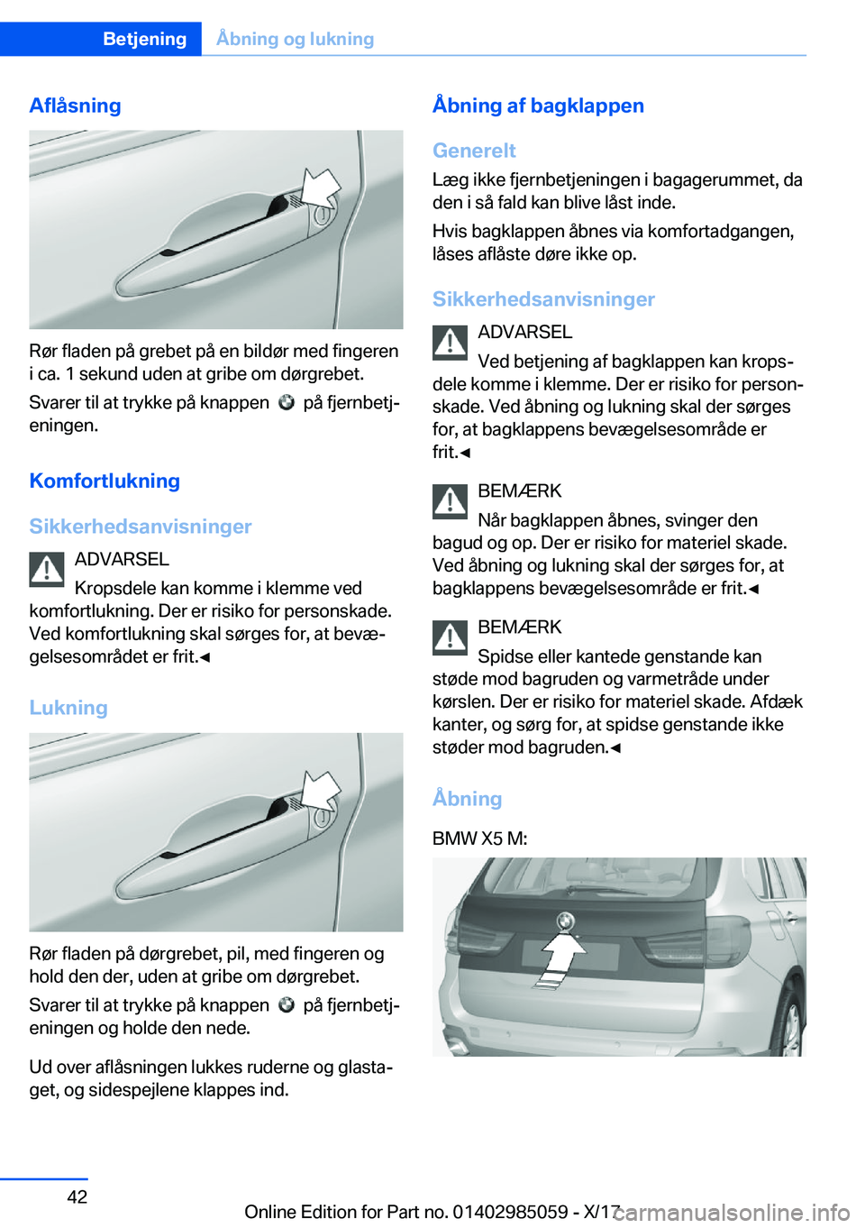 BMW X6 M 2018  InstruktionsbØger (in Danish) �A�f�l�å�s�n�i�n�g
�R�