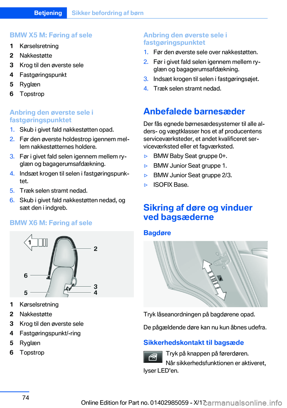 BMW X6 M 2018  InstruktionsbØger (in Danish) �B�M�W��X�5��M�:��F�
