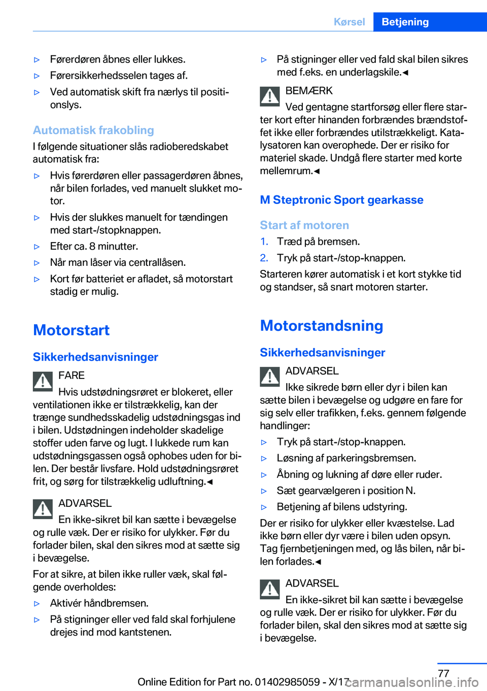 BMW X6 M 2018  InstruktionsbØger (in Danish) 'y�F�