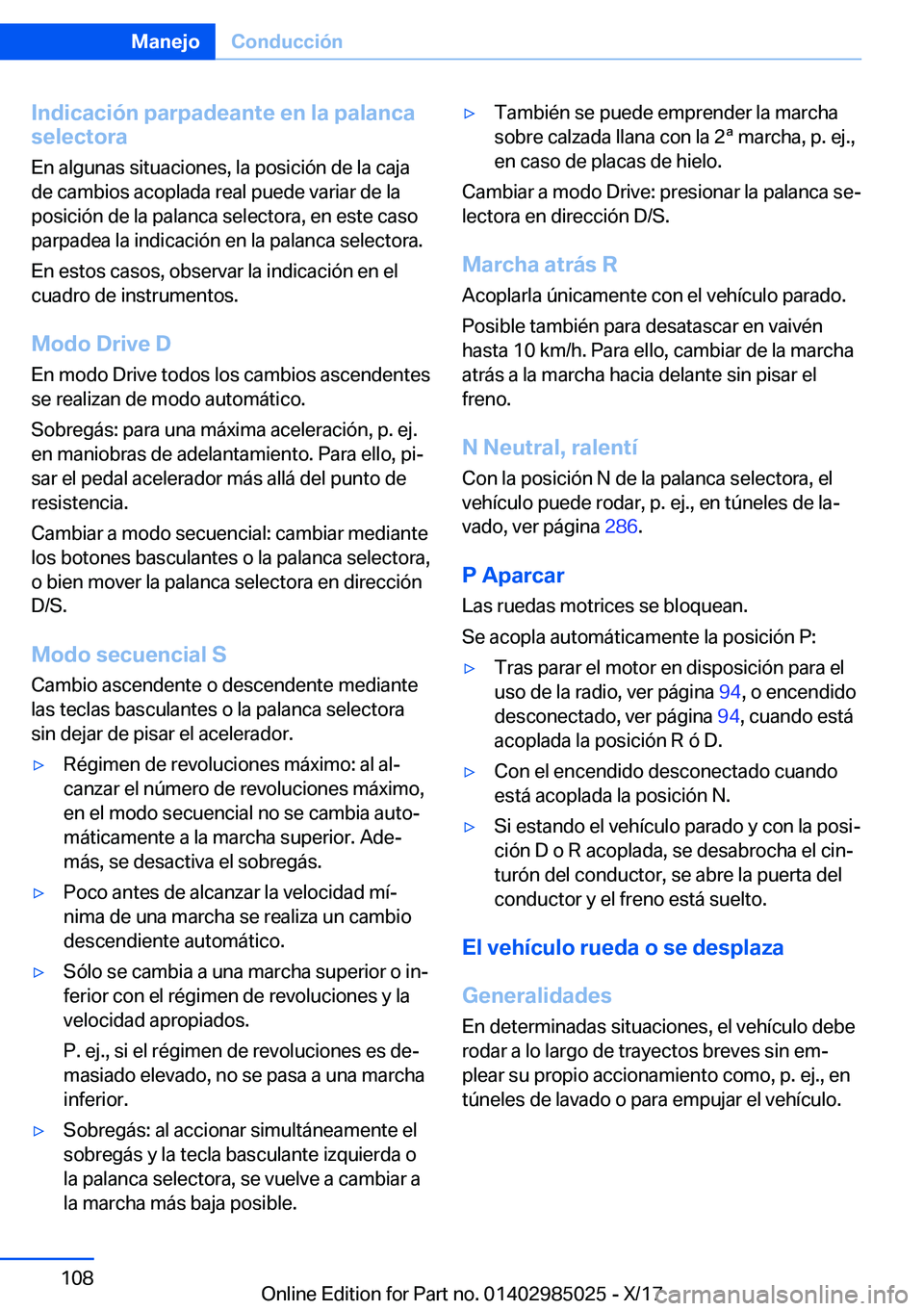 BMW X6 M 2018  Manuales de Empleo (in Spanish) �I�n�d�i�c�a�c�i�