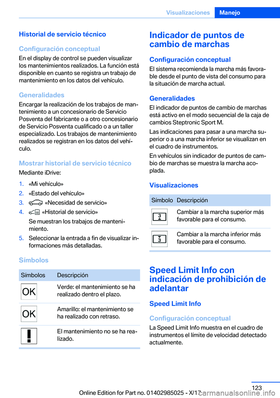 BMW X6 M 2018  Manuales de Empleo (in Spanish) �H�i�s�t�o�r�i�a�l��d�e��s�e�r�v�i�c�i�o��t�