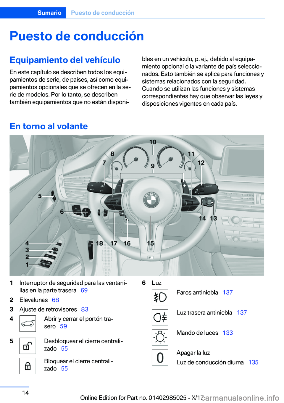 BMW X6 M 2018  Manuales de Empleo (in Spanish) �P�u�e�s�t�o��d�e��c�o�n�d�u�c�c�i�