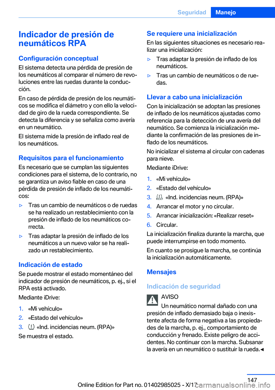 BMW X6 M 2018  Manuales de Empleo (in Spanish) �I�n�d�i�c�a�d�o�r��d�e��p�r�e�s�i�
