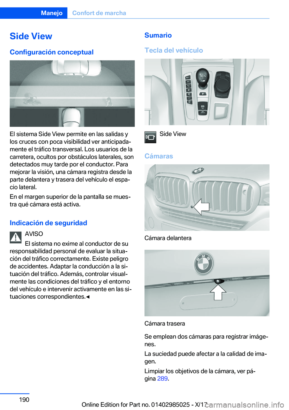 BMW X6 M 2018  Manuales de Empleo (in Spanish) �S�i�d�e��V�i�e�w�C�o�n�f�i�g�u�r�a�c�i�