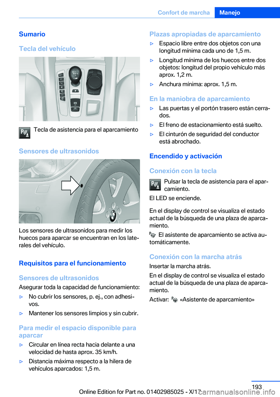 BMW X6 M 2018  Manuales de Empleo (in Spanish) �S�u�m�a�r�i�o
�T�e�c�l�a��d�e�l��v�e�h�