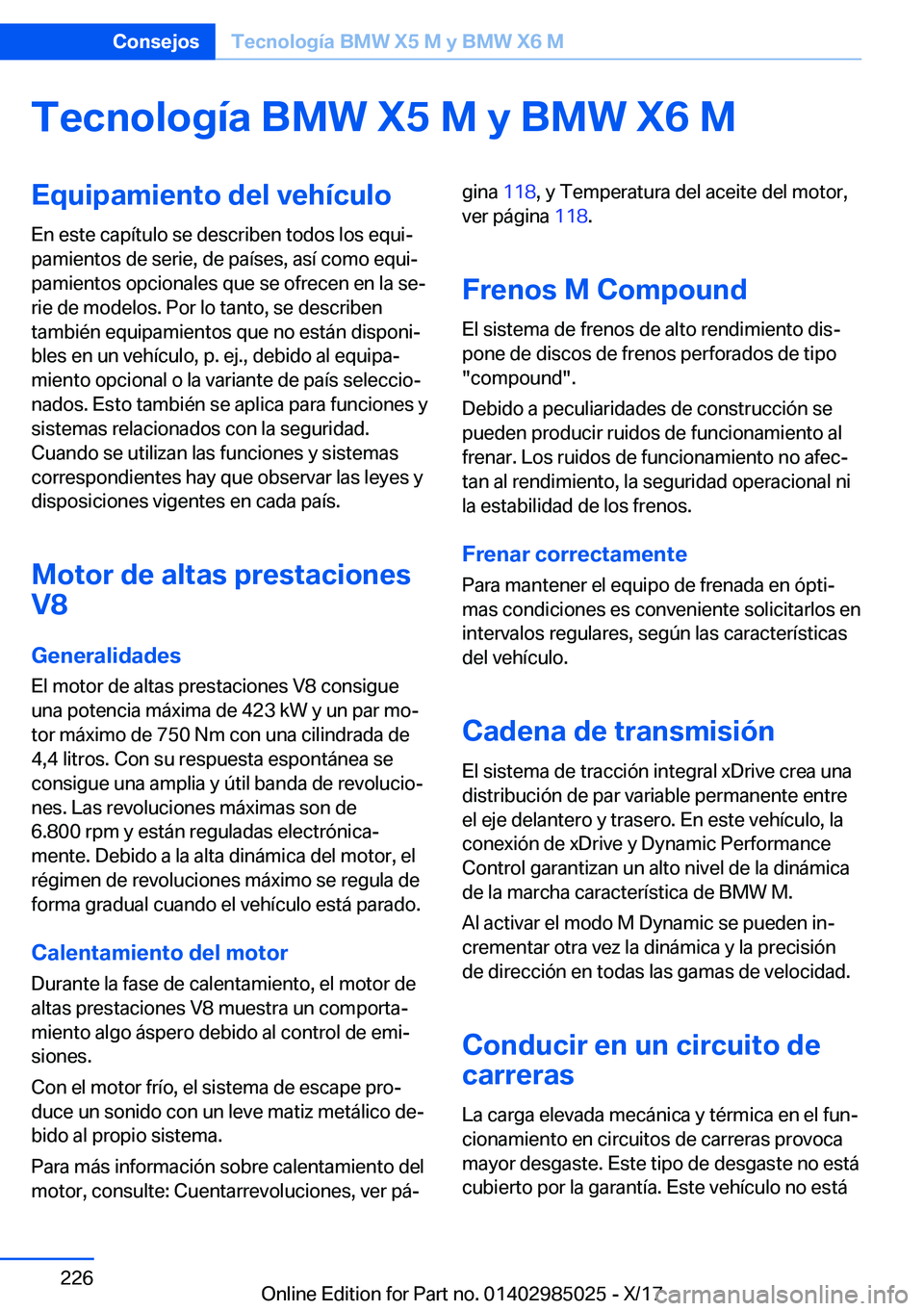 BMW X6 M 2018  Manuales de Empleo (in Spanish) �T�e�c�n�o�l�o�g�