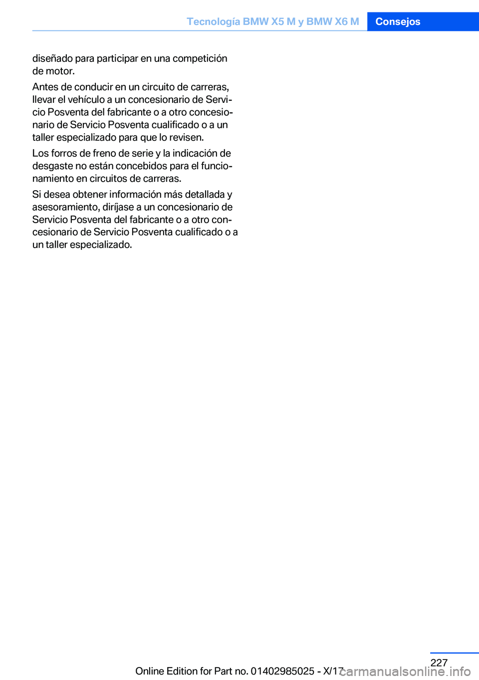 BMW X6 M 2018  Manuales de Empleo (in Spanish) �d�i�s�e�