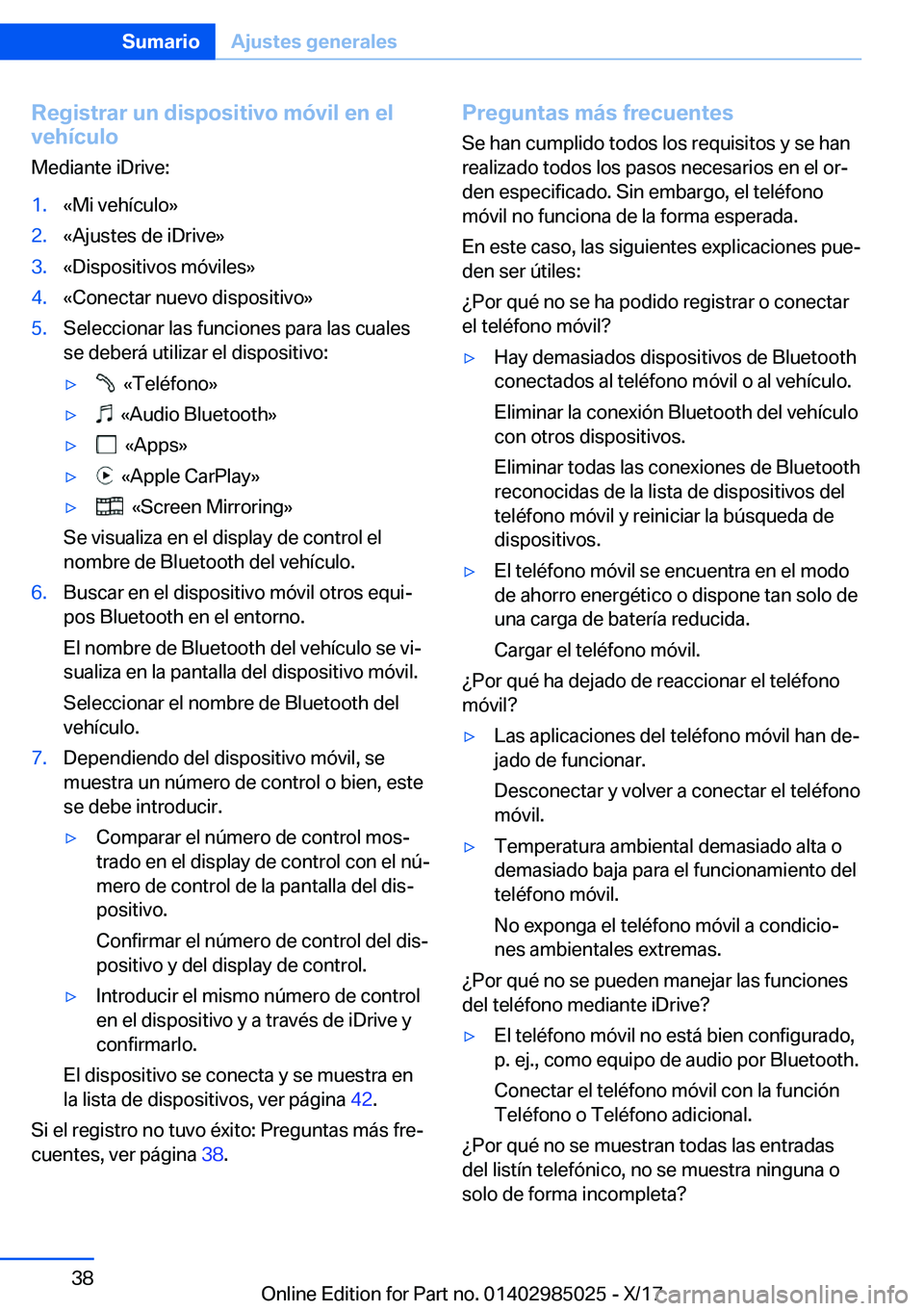BMW X6 M 2018  Manuales de Empleo (in Spanish) �R�e�g�i�s�t�r�a�r��u�n��d�i�s�p�o�s�i�t�i�v�o��m�