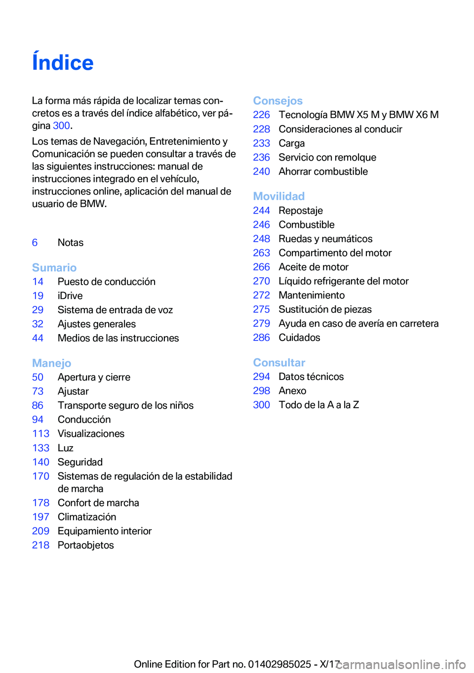 BMW X6 M 2018  Manuales de Empleo (in Spanish) �
