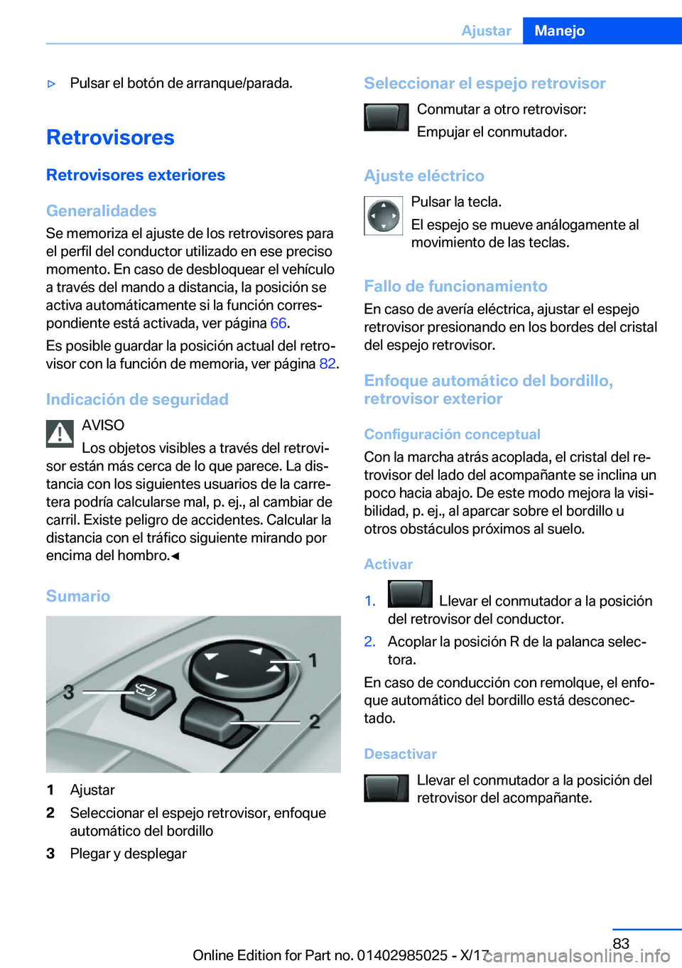 BMW X6 M 2018  Manuales de Empleo (in Spanish) y�P�u�l�s�a�r� �e�l� �b�o�t�