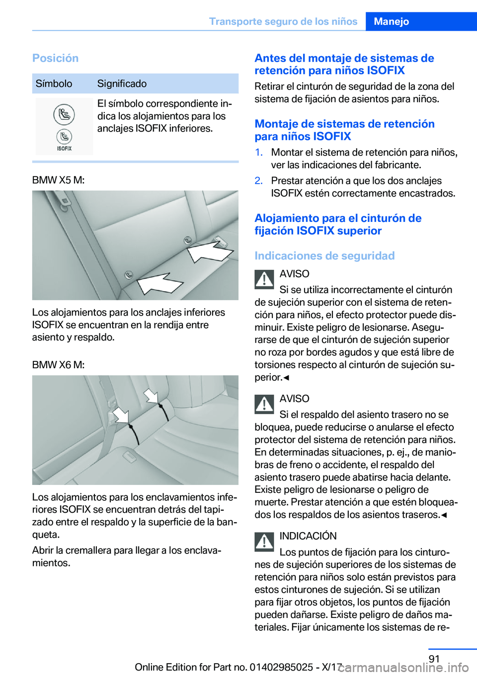 BMW X6 M 2018  Manuales de Empleo (in Spanish) �P�o�s�i�c�i�