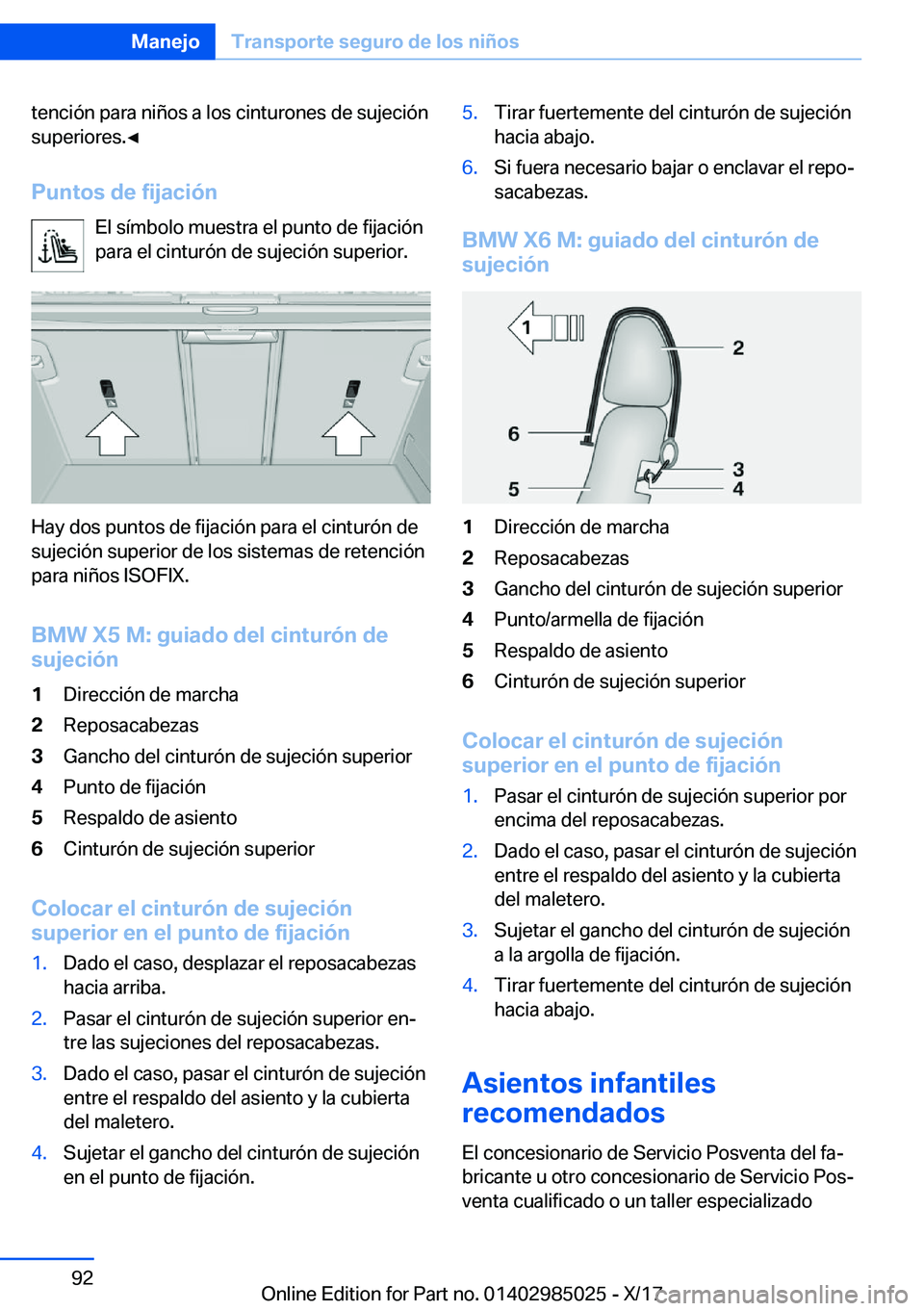 BMW X6 M 2018  Manuales de Empleo (in Spanish) �t�e�n�c�i�