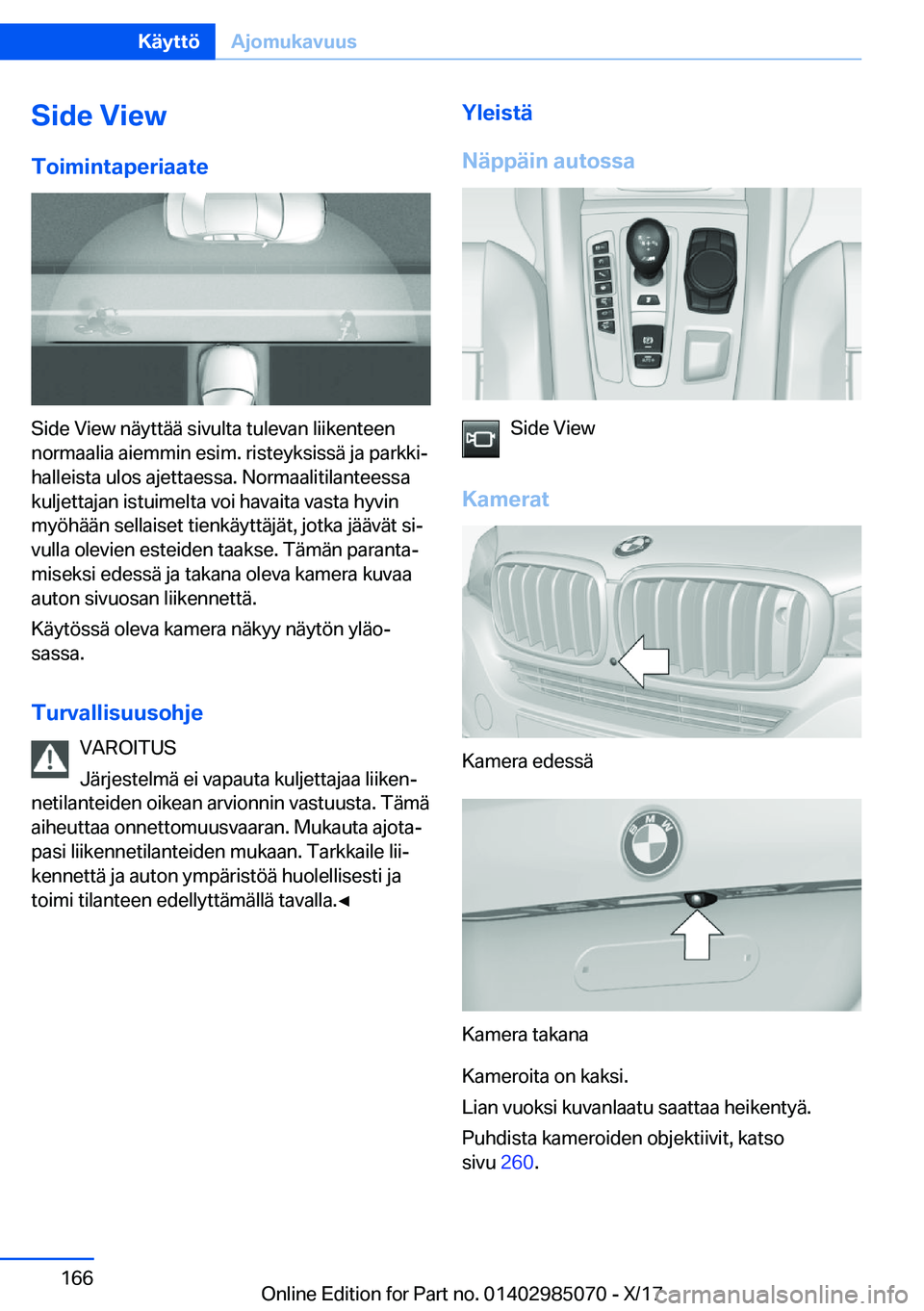 BMW X6 M 2018  Omistajan Käsikirja (in Finnish) �S�i�d�e��V�i�e�w�T�o�i�m�i�n�t�a�p�e�r�i�a�a�t�e
�S�i�d�e� �V�i�e�w� �n�