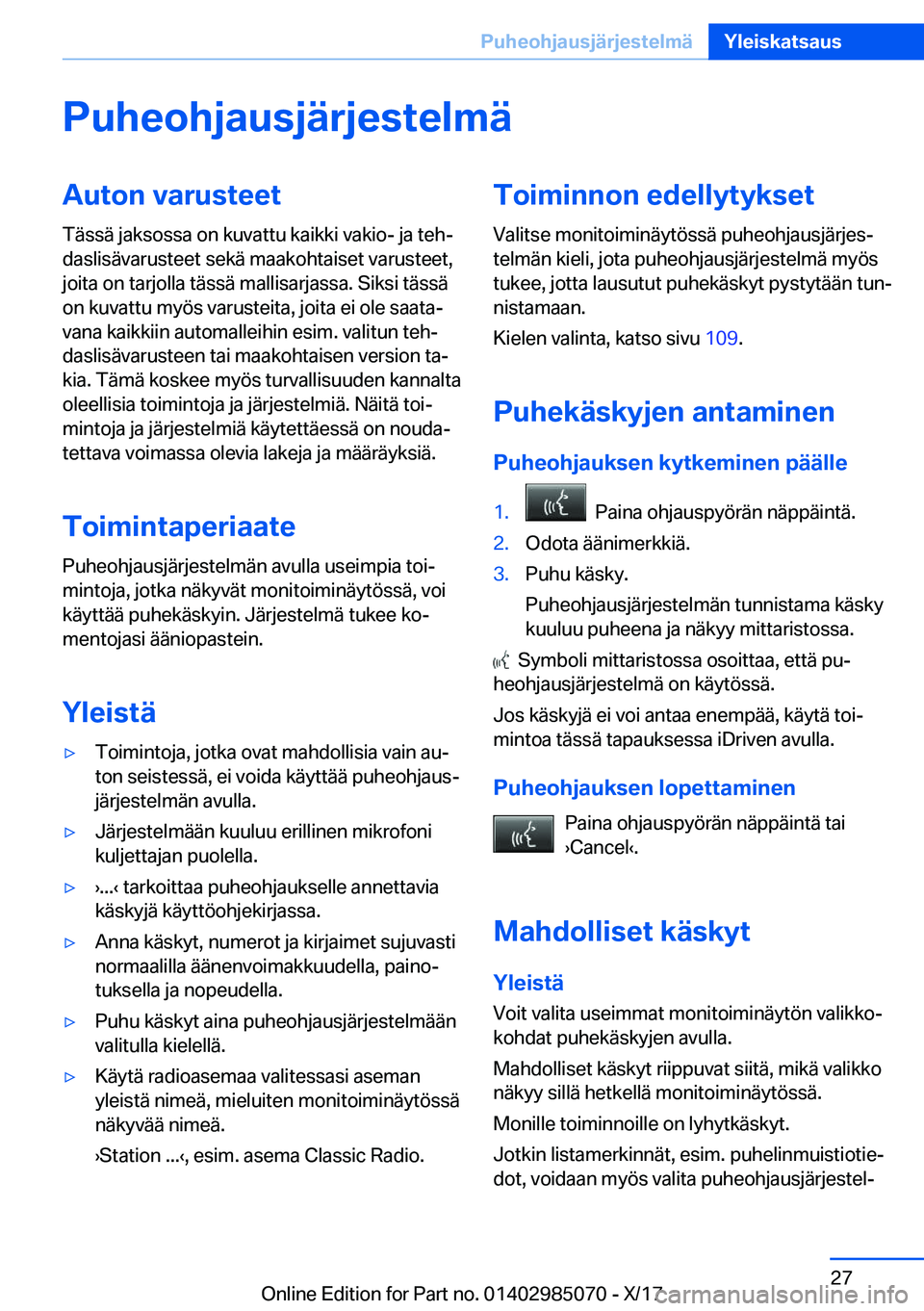 BMW X6 M 2018  Omistajan Käsikirja (in Finnish) �P�u�h�e�o�h�j�a�u�s�j�