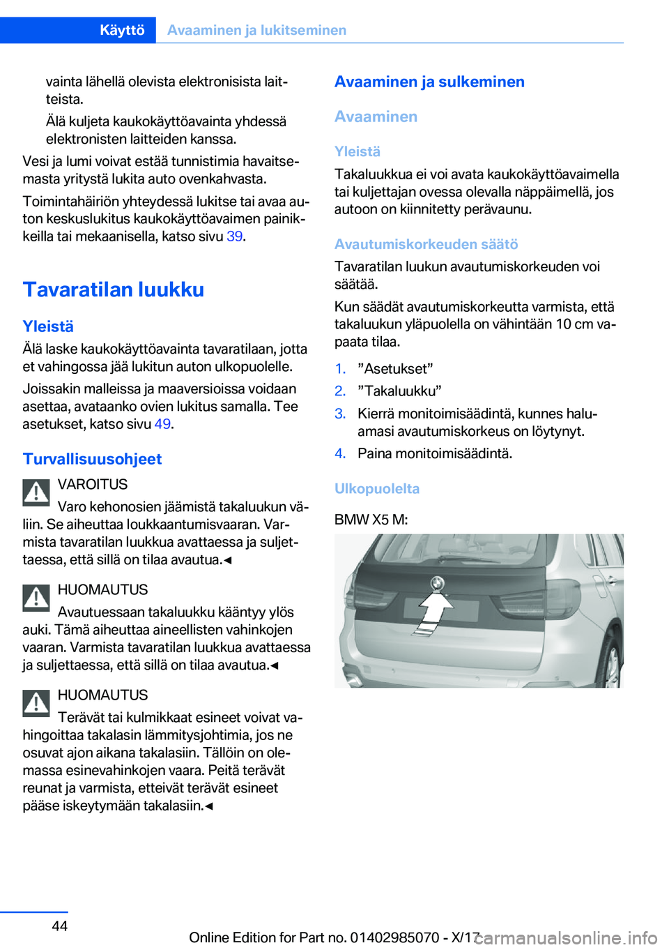 BMW X6 M 2018  Omistajan Käsikirja (in Finnish) �v�a�i�n�t�a� �l�