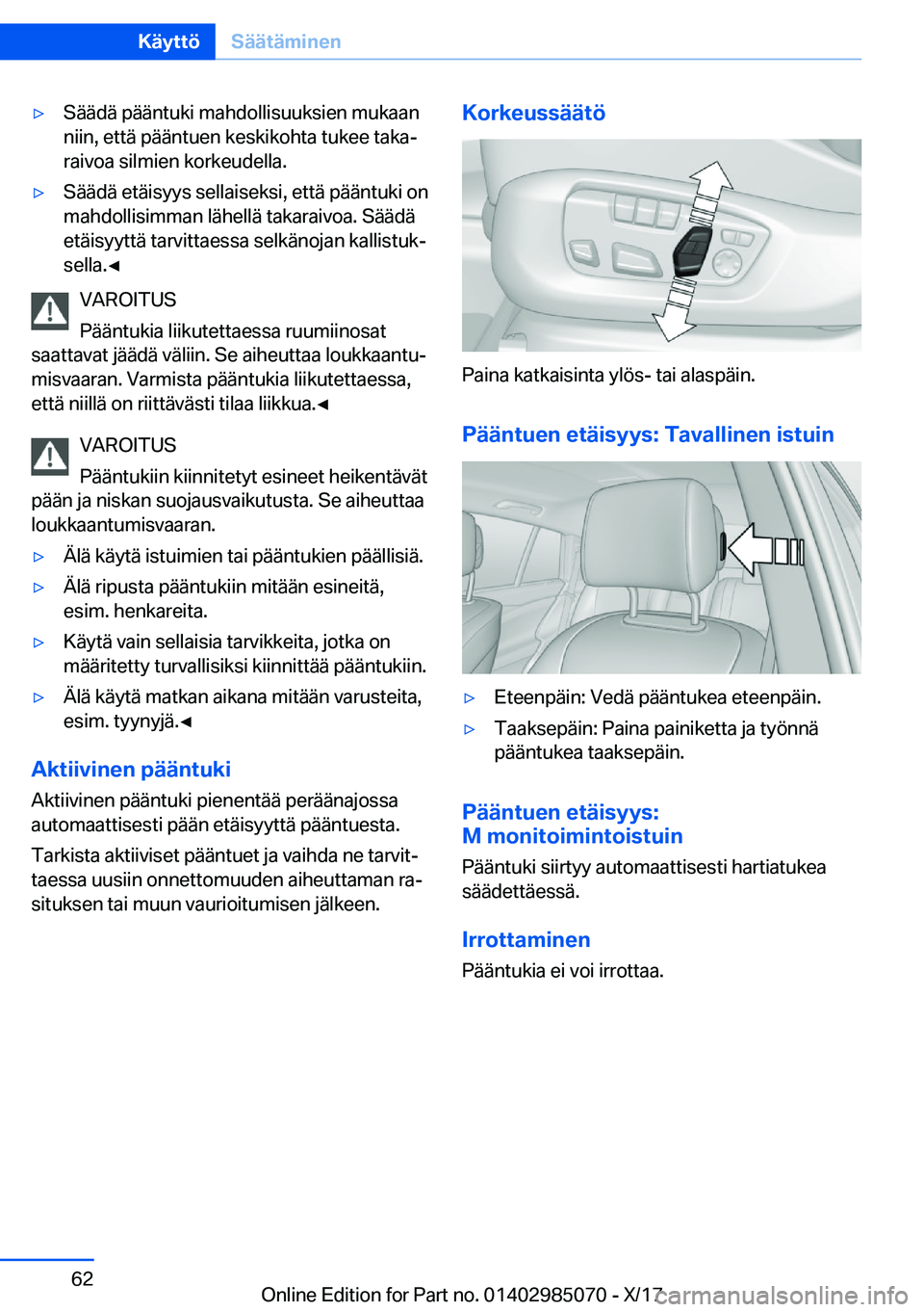 BMW X6 M 2018  Omistajan Käsikirja (in Finnish) 'y�S�