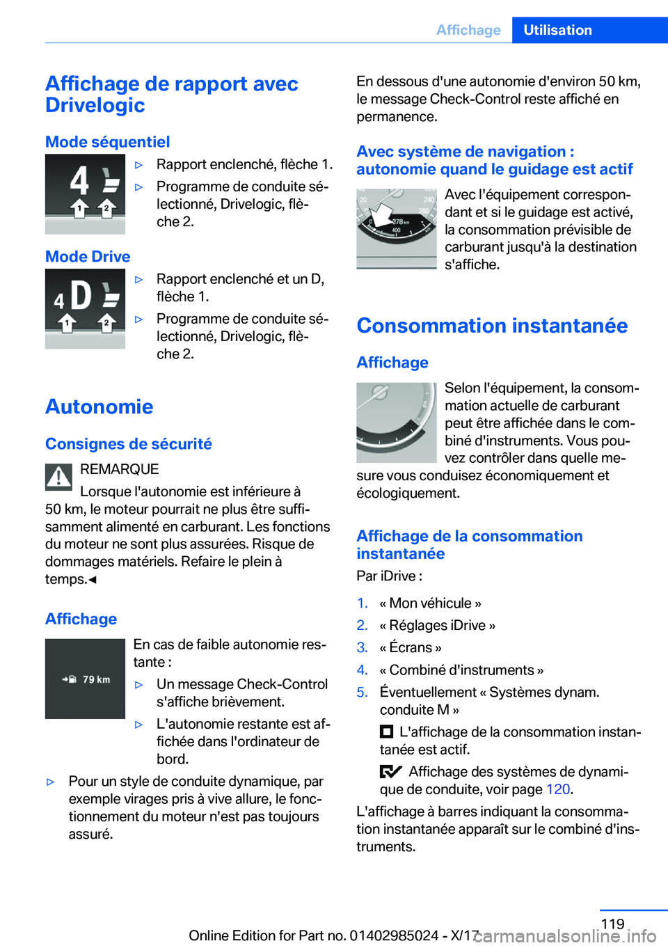 BMW X6 M 2018  Notices Demploi (in French) �A�f�f�i�c�h�a�g�e��d�e��r�a�p�p�o�r�t��a�v�e�c
�D�r�i�v�e�l�o�g�i�c
�M�o�d�e��s�é�q�u�e�n�t�i�e�l'y�R�a�p�p�o�r�t� �e�n�c�l�e�n�c�h�é�,� �f�l�è�c�h�e� �1�.'y�P�r�o�g�r�a�m�m�e� �d�e� �