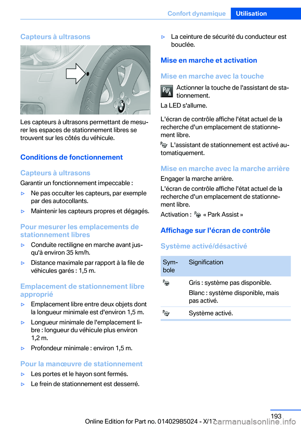 BMW X6 M 2018  Notices Demploi (in French) �C�a�p�t�e�u�r�s��