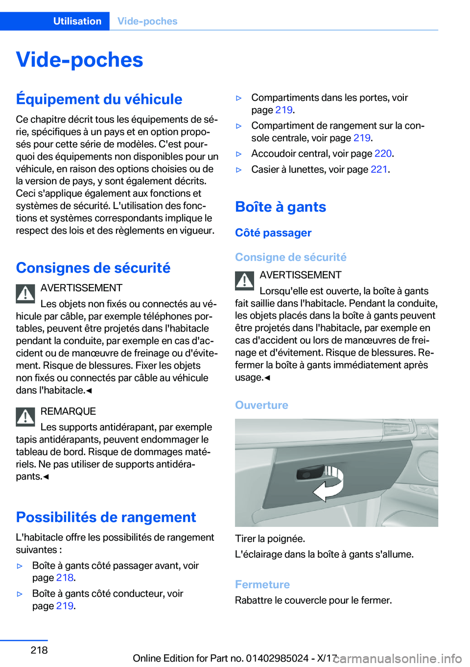BMW X6 M 2018  Notices Demploi (in French) �V�i�d�e�-�p�o�c�h�e�s�