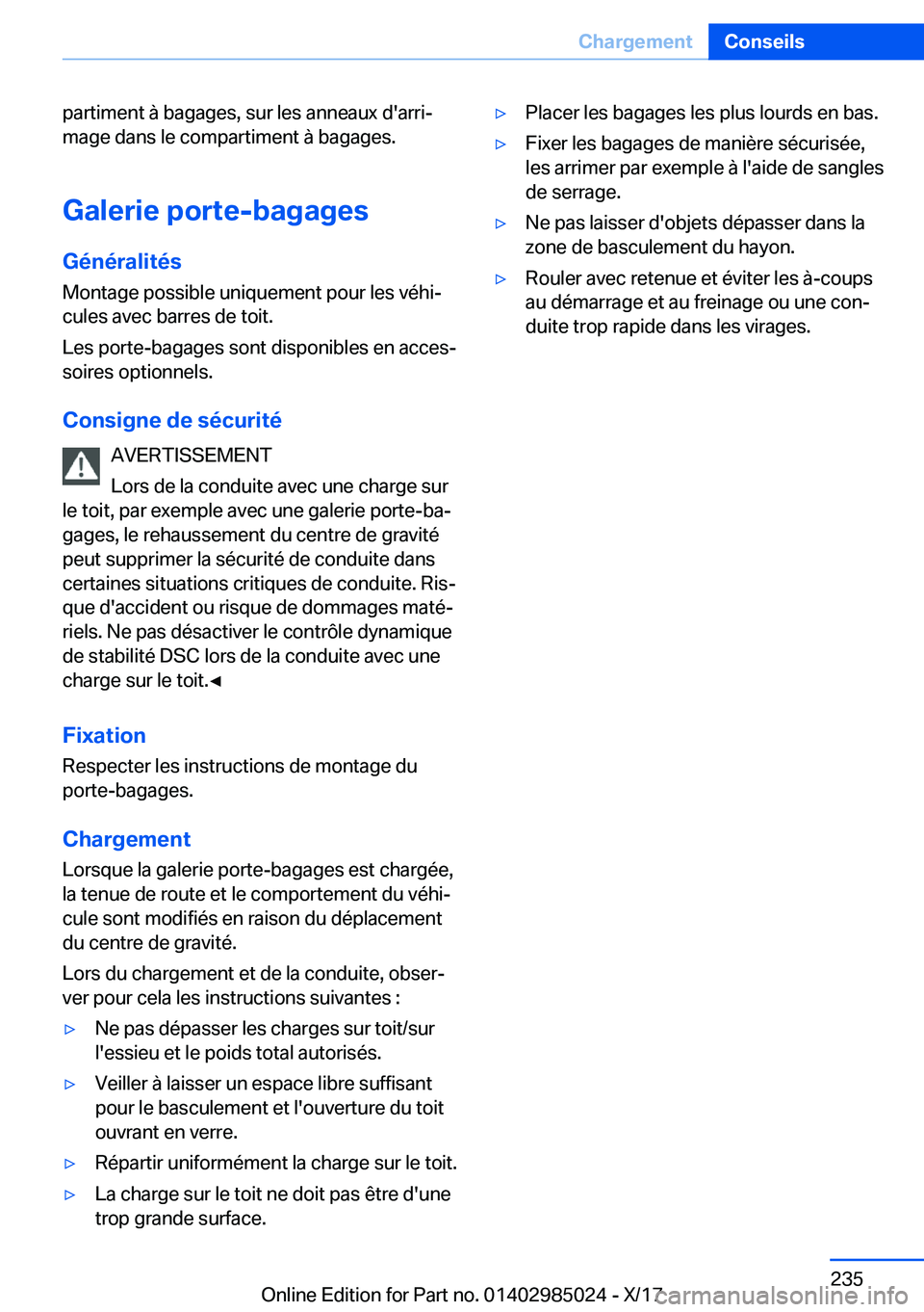 BMW X6 M 2018  Notices Demploi (in French) �p�a�r�t�i�m�e�n�t� �