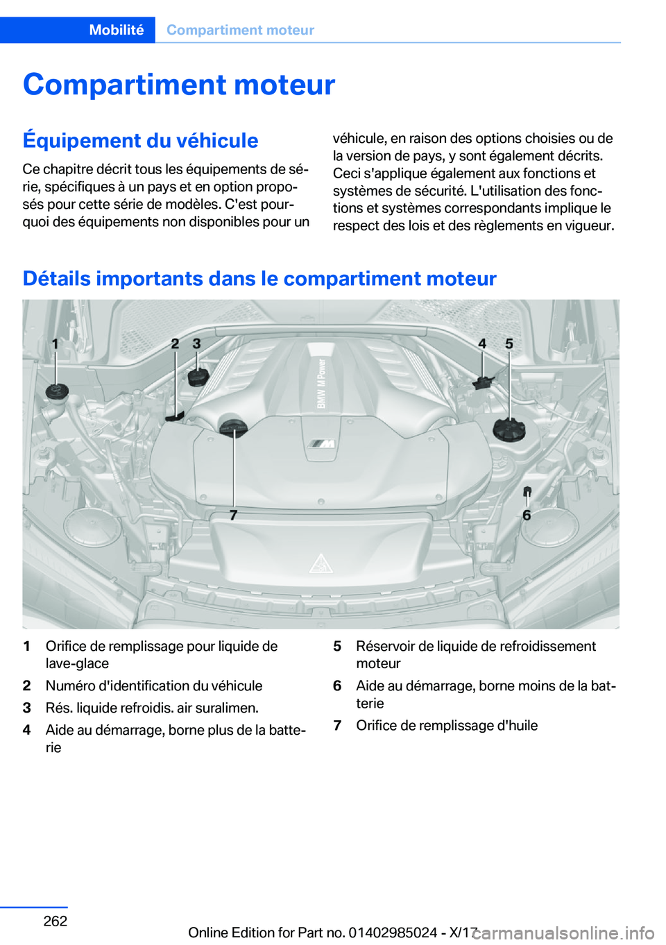 BMW X6 M 2018  Notices Demploi (in French) �C�o�m�p�a�r�t�i�m�e�n�t��m�o�t�e�u�r�
