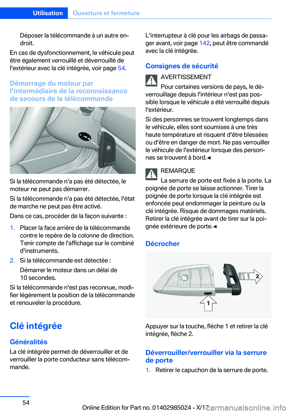 BMW X6 M 2018  Notices Demploi (in French) �D�é�p�o�s�e�r� �l�a� �t�é�l�é�c�o�m�m�a�n�d�e� �