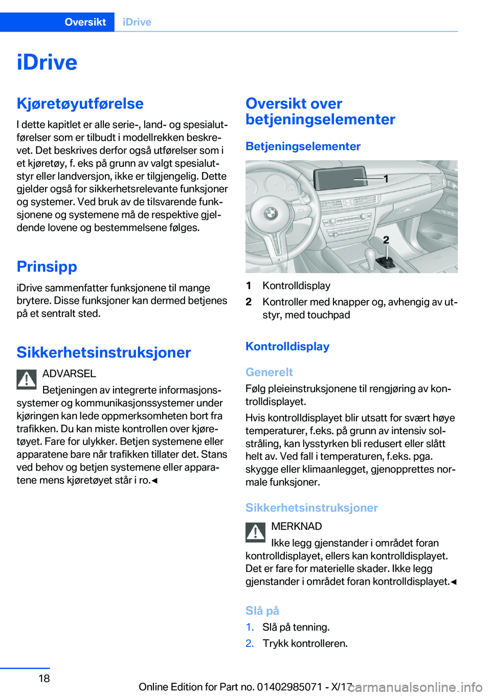 BMW X6 M 2018  InstruksjonsbØker (in Norwegian) �i�D�r�i�v�e�K�j�